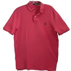 Polo Ralph Lauren Mens Shirt Red Heathered Cotton Pique Short Sleeve Old Money M